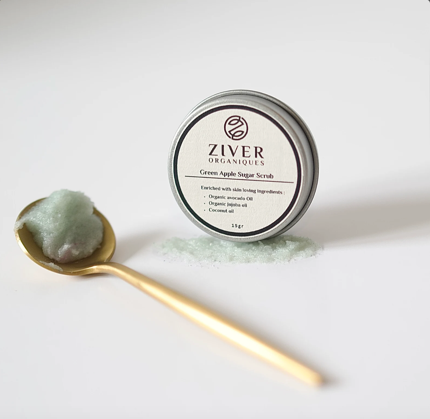 Ziver Organiques - Green Apple Sugar Lip Scrub (15g) - XQ