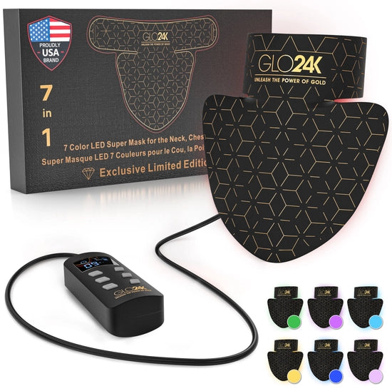 GLO24K 7 Color LED Photon Rejuvenation Super Mask Red Light - XQ