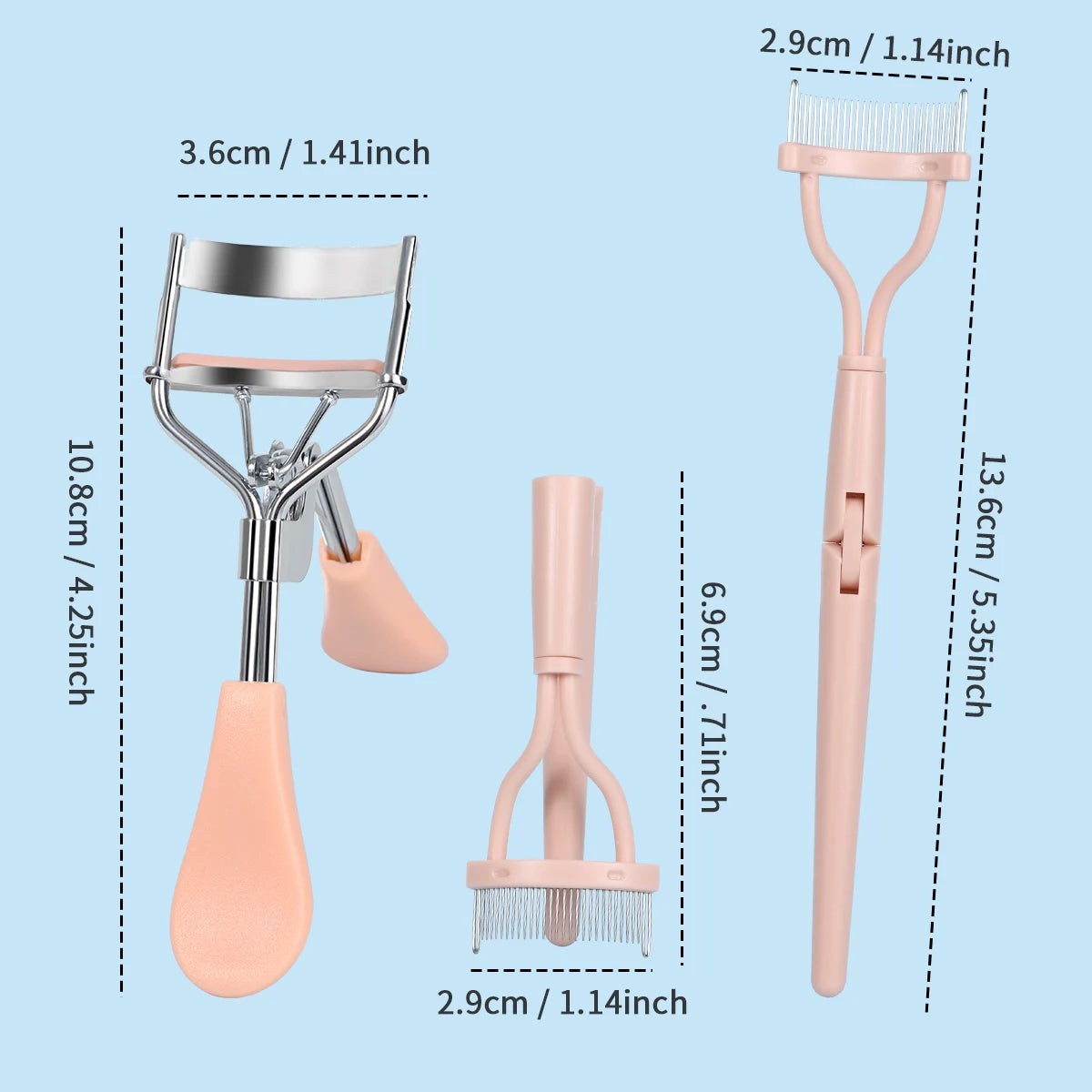 Stainless Steel Eyelash Comb & Curler Combo - XQ