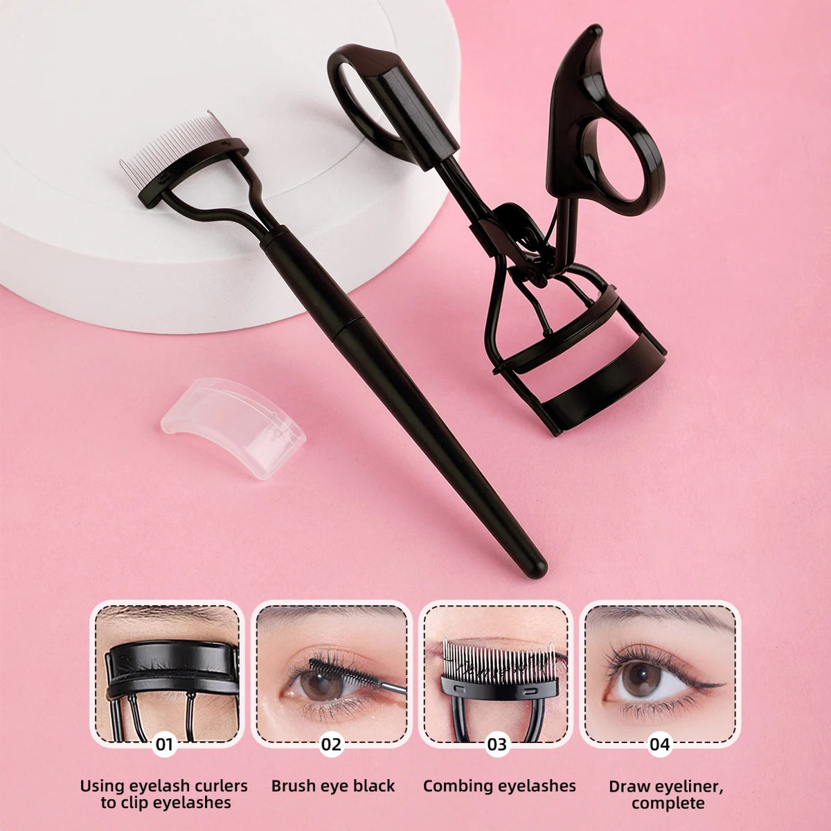 Stainless Steel Eyelash Comb & Curler Combo - XQ