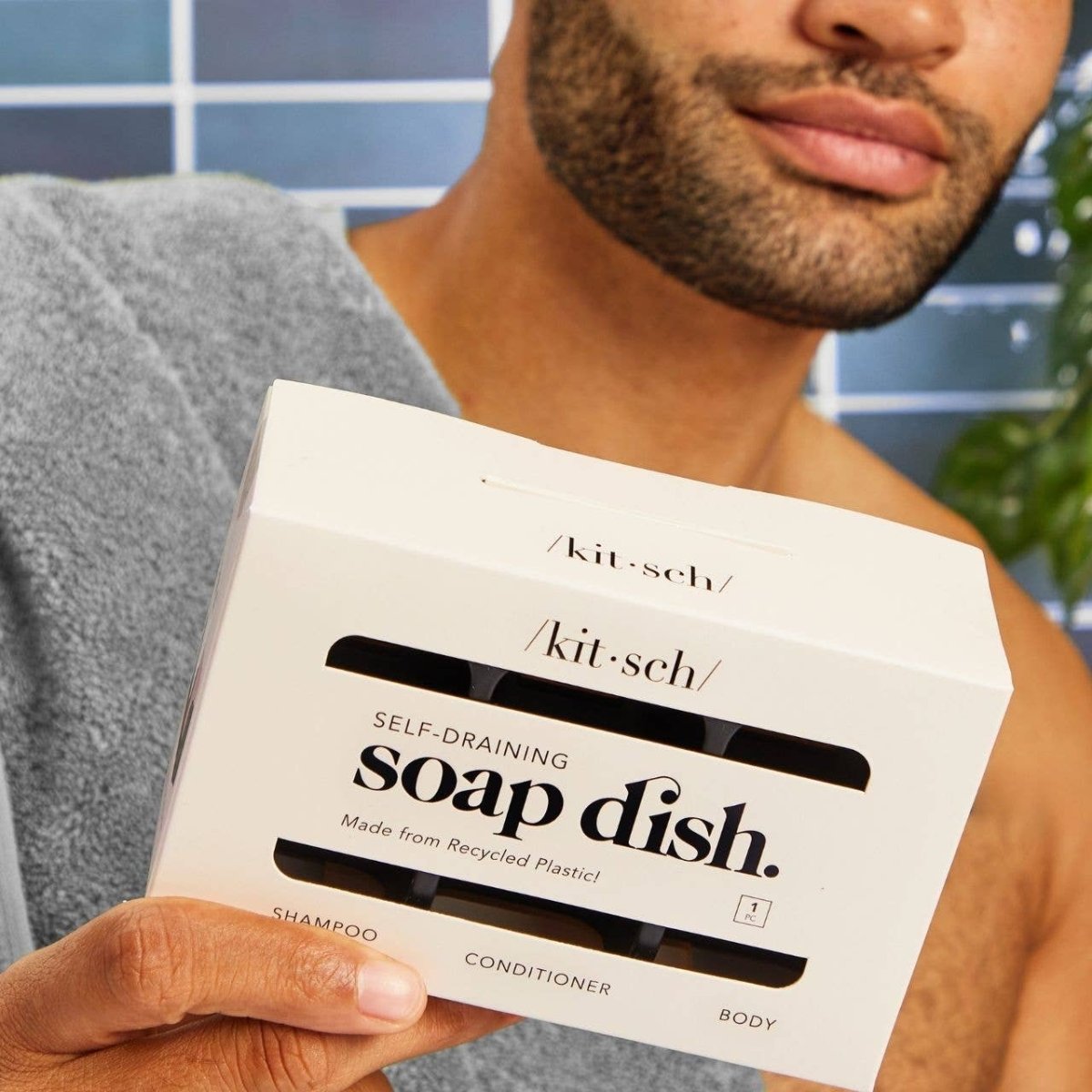 /kit•sch/ - Black Self - Draining Soap Dish - XQ