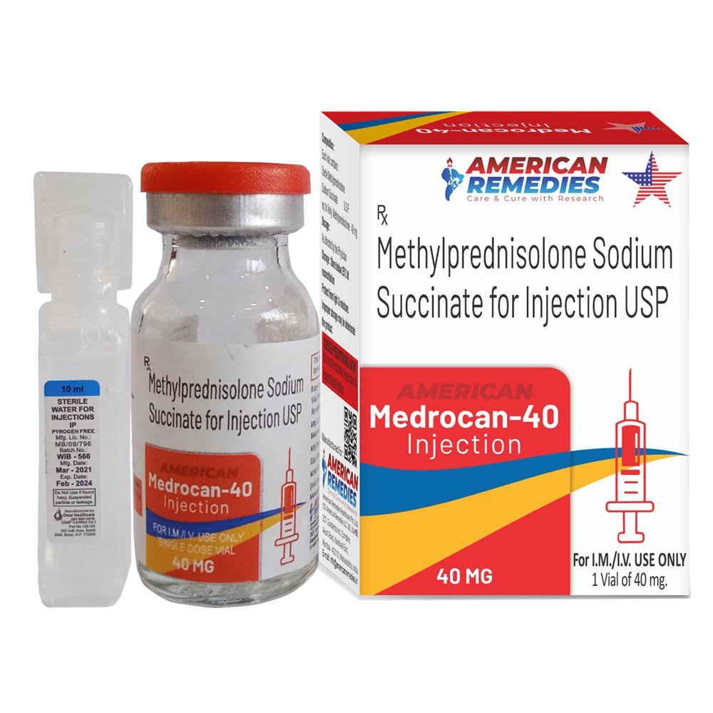 Medrocan - 40 inj - Methylprednisolone Sodium Succinate - XQ